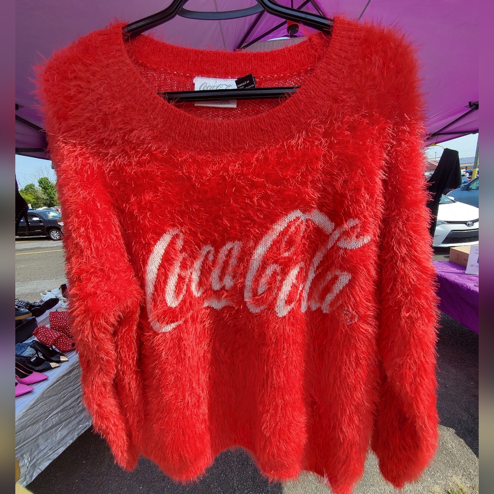 Coca-Cola Fuzzy Red Sweater - Size M